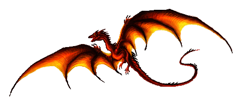 A gif of a red dragon with a glowing yellow mouth and stomach.